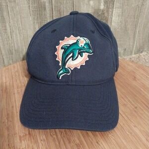 Vintage Miami Dolphins Hat Reebok NFL Team Apparel On Field Navy Blue Strapback